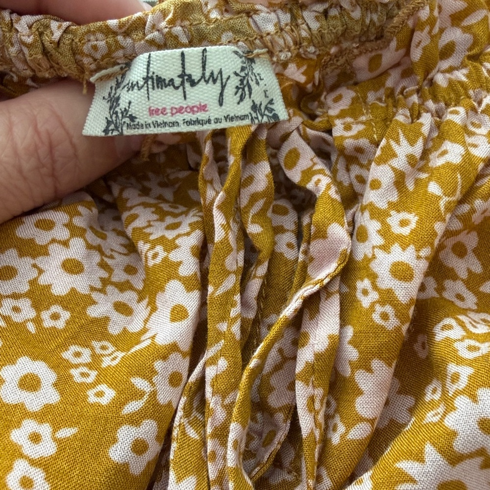 Free People Mustard Floral snap on bodysuit